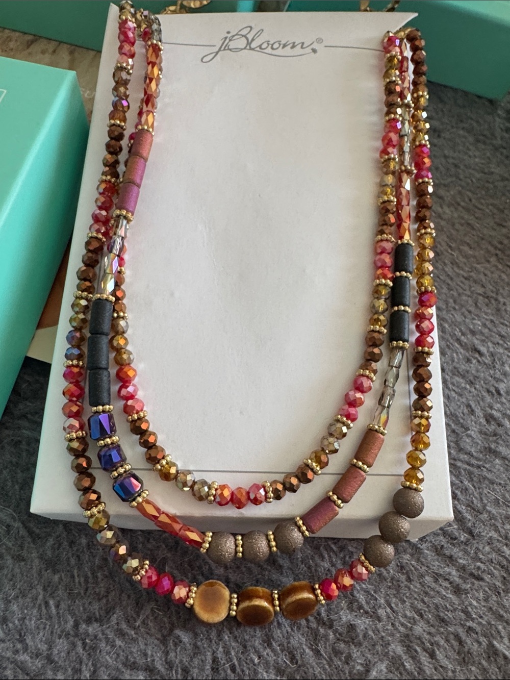 Bloom Scottie Red and Gold Multi-Strand Beaded Necklace fashion trendy jewelry